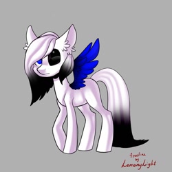 Size: 1024x1024 | Tagged: safe, artist:helemaranth, derpibooru import, oc, oc only, pegasus, pony, base used, ear fluff, gray background, heterochromia, pegasus oc, signature, simple background, solo, wings