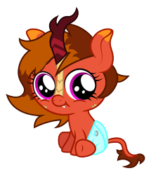 Size: 996x1158 | Tagged: safe, artist:ragedox, derpibooru import, oc, oc only, oc:firey flower, hybrid, kirin, pegasus, pony, baby, baby pony, female, pinkie eyes, simple background, solo, stressed, transparent background, vector