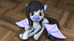 Size: 1280x720 | Tagged: safe, artist:batponyecho, derpibooru import, oc, oc only, oc:mitzy, bat pony, pony, 3d, bat pony oc, bat wings, behaving like a cat, female, looking at you, mare, meme, polite cat, sitting, solo, source filmmaker, spread wings, wings