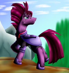 Size: 2450x2583 | Tagged: safe, artist:light262, artist:thebenalpha, derpibooru import, fizzlepop berrytwist, tempest shadow, clothes, crying, feels, forest background, happy, mountain, tears of joy