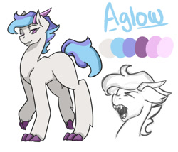 Size: 1050x900 | Tagged: safe, artist:joint-parodica, derpibooru import, oc, oc only, oc:aglow, dracony, hybrid, horns, interspecies offspring, male, offspring, open mouth, parent:rarity, parent:spike, parents:sparity, reference sheet, sharp teeth, simple background, solo, teeth, white background