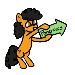 Size: 560x560 | Tagged: safe, artist:wren, oc, oc only, oc:anon filly, earth pony, pony, aaaaaaaaaa, advertisement, advertising, animated, arrow, bobbing, excited, fast, female, gif, happy, holding, mare, pls, ponerpics, sign, simple background, smiling, solo, transparent background