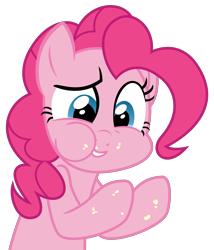 Size: 2288x2675 | Tagged: safe, artist:sketchmcreations, derpibooru import, pinkie pie, earth pony, pony, the one where pinkie pie knows, aweeg*, female, mare, messy eating, puffy cheeks, raised hoof, simple background, transparent background, vector
