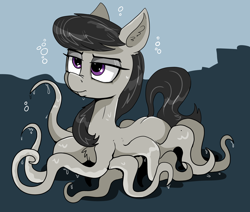 Size: 2364x2000 | Tagged: safe, artist:paskanaakka, derpibooru exclusive, derpibooru import, octavia melody, octopony, octopus, ear fluff, eyeshadow, female, makeup, mare, octaviapus, solo, species swap, tentacles, wet