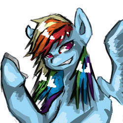 Size: 3000x3000 | Tagged: safe, artist:ping000, derpibooru import, rainbow dash, pegasus, pony, female, grin, mare, simple background, smiling, solo, white background