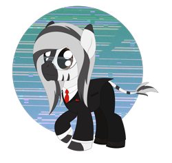 Size: 1945x1845 | Tagged: safe, artist:dyonys, derpibooru import, oc, oc:nik, zebra, chibi, clothes, glasses, male, necktie, raised hoof, simple background, stallion, suit, transparent background