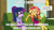 Size: 2000x1125 | Tagged: safe, derpibooru import, edit, edited screencap, screencap, sci-twi, sunset shimmer, twilight sparkle, better together, equestria girls, text support, text support: sunset shimmer, best human, caption, cellphone, clothes, crossed legs, duo, female, food, geode of empathy, geode of telekinesis, glasses, image macro, impact font, legs, magical geodes, meme, mug, phone, raised eyebrow, smartphone, sofa, table, tea, text, window