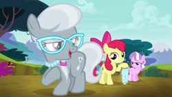 Size: 1280x720 | Tagged: safe, derpibooru import, screencap, diamond tiara, silver spoon, earth pony, insect, ladybug, pony, bloom and gloom, female, filly