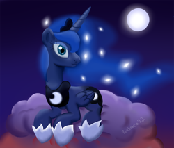 Size: 900x765 | Tagged: safe, artist:pixelarrow, derpibooru import, princess luna, alicorn, pony, female, full moon, moon, night, solo