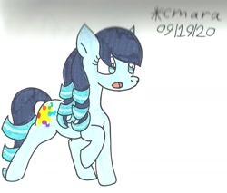 Size: 1031x877 | Tagged: safe, artist:cmara, derpibooru import, coloratura, earth pony, pony, female, mare, open mouth, raised hoof, rara, simple background, solo, traditional art, white background