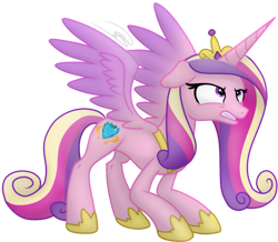 Size: 1373x1200 | Tagged: safe, artist:soctavia, derpibooru import, princess cadance, alicorn, pony, angry, crouching, crown, female, gritted teeth, hoof shoes, jewelry, mare, regalia, scowl, simple background, snarling, solo, spread wings, transparent background, wings