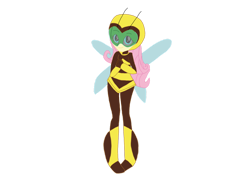 Size: 1280x895 | Tagged: safe, artist:chanyhuman, derpibooru import, fluttershy, equestria girls, bumblebee (dc), dc superhero girls, simple background, solo, transparent background