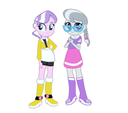 Size: 2700x2400 | Tagged: safe, artist:gmaplay, derpibooru import, diamond tiara, silver spoon, equestria girls, duo, duo female, female, simple background, transparent background