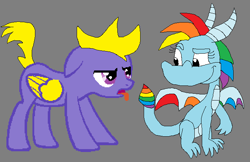 Size: 701x453 | Tagged: safe, artist:justinanddennis, derpibooru import, rainbow dash, dragon, pony, crossover, dragonified, ponified, rainbow dragon, role reversal, species swap, spyro the dragon