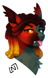 Size: 400x640 | Tagged: safe, artist:lastnight-light, derpibooru import, oc, oc:dissonance, bat pony, pony, bust, female, mare, portrait, simple background, solo, tongue out, transparent background