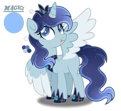 Size: 2832x2608 | Tagged: safe, artist:lazuli, artist:purplepotato04, derpibooru import, oc, alicorn, pony, crown, female, jewelry, magical lesbian spawn, mare, offspring, parent:derpy hooves, parent:princess luna, parents:lunaderp, regalia, solo, tongue out, two toned wings, wings