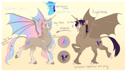 Size: 1800x1024 | Tagged: safe, artist:arexstar, derpibooru import, oc, oc:knightshade, alicorn, bat pony, bat pony alicorn, pony, bat wings, horn, male, reference sheet, solo, stallion, wings