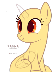 Size: 755x996 | Tagged: safe, artist:teepew, derpibooru import, oc, oc only, alicorn, pony, alicorn oc, bald, base, eyelashes, horn, looking back, simple background, smiling, solo, transparent background, wings