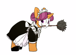 Size: 3124x2288 | Tagged: safe, artist:tallaferroxiv, quiet gestures, pony, unicorn, clothes, duster, female, maid, maid headdress, mare, mime, solo