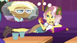 Size: 1280x720 | Tagged: safe, artist:themexicanpunisher, derpibooru import, edit, edited screencap, screencap, trenderhoof, vignette valencia, equestria girls, friendship games, inclement leather, inclement leather: vignette valencia, female, male, shipping, straight, trenette