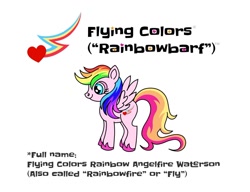 Size: 1280x983 | Tagged: safe, alternate version, artist:starponys87, derpibooru import, oc, pegasus, 1000 hours in ms paint, barf, different mane and tail, donut steel, heart, lightning, magenta eyes, multicolored hair, parody, pegasus oc, puking rainbows, rainbow, rainbow barf, rainbow hair, shooting star, vomit, vomiting, wings