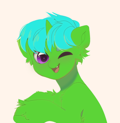 Size: 1166x1194 | Tagged: safe, artist:crow449, derpibooru import, oc, oc only, oc:green byte, pony, unicorn, commission, ear fluff, head fluff, hoof fluff, male, open mouth, simple background, solo, stallion, white background, ych result