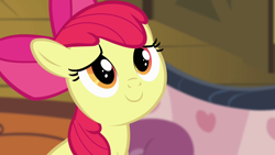 Size: 1280x720 | Tagged: safe, derpibooru import, screencap, apple bloom, earth pony, pony, pinkie apple pie, adorabloom, cute, female, filly, smiling