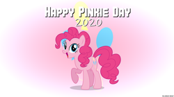 Size: 2560x1438 | Tagged: safe, artist:faze-alan-mskull2019, derpibooru import, pinkie pie, earth pony, pony, unicorn, cute, female, mare, pinkie pie day, smiling, solo