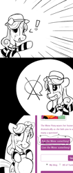 Size: 829x1956 | Tagged: safe, artist:tallaferroxiv, quiet gestures, pony, unicorn, ask, ask quiet gestures, comic, hat, mime, solo, tumblr
