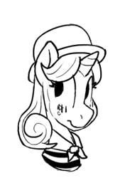 Size: 418x594 | Tagged: safe, artist:tallaferroxiv, quiet gestures, pony, unicorn, ask quiet gestures, female, hat, mare, mime, solo