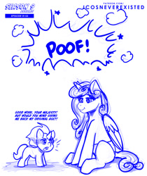 Size: 861x1024 | Tagged: safe, artist:jcosneverexisted, derpibooru import, king sombra, princess flurry heart, alicorn, pony, unicorn, season 9 doodles, the beginning of the end, age progression, age regression, age swap, angry, baby, colt, dialogue, diaper, female, horn, male, mare, role reversal, sitting, wings