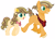 Size: 3385x2457 | Tagged: safe, artist:thieeur-nawng, derpibooru import, oc, oc:golden apple, oc:honey apple, earth pony, pony, base used, duo, female, male, mare, neckerchief, offspring, parent:applejack, parent:caramel, parents:carajack, simple background, stallion, white background