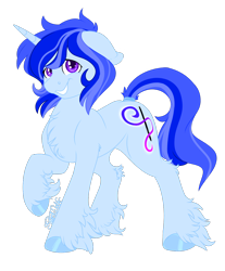 Size: 1080x1303 | Tagged: safe, artist:silentwolf-oficial, derpibooru import, oc, oc only, pony, unicorn, chest fluff, grin, hoof fluff, hoof polish, horn, raised tail, signature, simple background, smiling, solo, tail, transparent background, unicorn oc, unshorn fetlocks