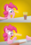 Size: 2101x3000 | Tagged: safe, artist:bladedragoon7575, derpibooru import, pinkie pie, earth pony, pony, chocolate, chocolate milk, exploitable meme, female, fourth wall, giggling, mare, meme, milk, pinkie being pinkie, pinkie logic, pure unfiltered evil, simple background, spilled milk, surprised, xk-class end-of-the-world scenario, yellow background