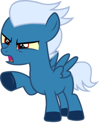 Size: 6466x7992 | Tagged: safe, artist:goldenheart4, derpibooru import, grogar, rumble, pegasus, pony, colt, male, open mouth, palette swap, raised hoof, recolor, simple background, solo, transparent background, unshorn fetlocks