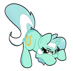 Size: 983x962 | Tagged: safe, artist:kindakismet, derpibooru import, lyra heartstrings, pony, unicorn, face down ass up, female, mare, simple background, solo, white background