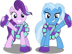 Size: 12076x9193 | Tagged: safe, artist:thatusualguy06, derpibooru exclusive, derpibooru import, starlight glimmer, trixie, earth pony, pony, 2 4 6 greaaat, .svg available, absurd resolution, cheerleader outfit, clothes, cute, female, mare, recolor, request, simple background, transparent background, vector