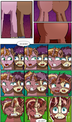 Size: 2036x3464 | Tagged: safe, artist:candyclumsy, derpibooru import, oc, oc:fast hooves, oc:home defence, oc:king speedy hooves, alicorn, earth pony, pegasus, pony, unicorn, comic:the birth of speedy hooves, butt, clydesdale, comic, commissioner:bigonionbean, confused, cutie mark, dialogue, extra thicc, flank, fusion, fusion:fast hooves, fusion:home defence, fusion:king speedy hooves, magic, male, merge, merging, plot, shocked, stallion, surprised, thoughts, writer:bigonionbean