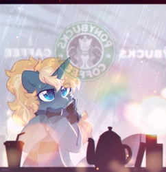 Size: 1965x2034 | Tagged: safe, artist:mirtash, derpibooru import, oc, oc only, oc:maple parapet, pony, unicorn, rain, solo