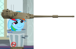 Size: 687x444 | Tagged: safe, derpibooru import, edit, edited screencap, screencap, rainbow dash, pegasus, pony, 1000 hours in ms paint, op is a swan, tank (vehicle), wat