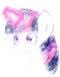 Size: 471x606 | Tagged: safe, artist:derpfacederpy, derpibooru import, twilight sparkle, pony, bust, female, glowing horn, horn, magic, magic aura, mare, simple background, solo, tongue, tongue out, transparent background