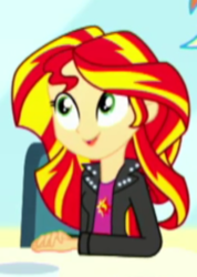 Size: 350x492 | Tagged: safe, derpibooru import, screencap, rainbow dash, sunset shimmer, epic fails (equestria girls), eqg summertime shorts, equestria girls, cropped