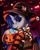 Size: 2550x3209 | Tagged: safe, artist:pridark, derpibooru import, part of a set, oc, oc only, oc:moonlit ace, pony, unicorn, candy, clothes, commission, food, halloween, hat, high res, holiday, jack-o-lantern, open mouth, pumpkin, socks, solo, striped socks, witch hat, ych result