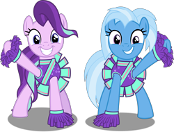 Size: 12076x9193 | Tagged: safe, alternate version, artist:thatusualguy06, derpibooru exclusive, derpibooru import, starlight glimmer, trixie, earth pony, pony, 2 4 6 greaaat, .svg available, absurd resolution, cheerleader outfit, clothes, cute, diatrixes, female, glimmerbetes, mare, missing horn, recolor, request, simple background, transparent background, vector