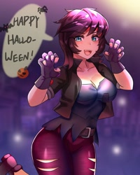 Size: 800x1000 | Tagged: safe, artist:tzc, derpibooru import, sunset shimmer, undead, vampire, better together, equestria girls, anime, breasts, clothes, costume, halloween, halloween costume, holiday, solo, sunset jiggler, vampire shimmer