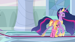 Size: 1920x1080 | Tagged: safe, derpibooru import, screencap, luster dawn, princess twilight 2.0, twilight sparkle, twilight sparkle (alicorn), alicorn, pony, unicorn, the last problem, duo, duo female, female, mare, older, older twilight