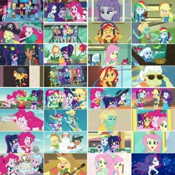 Size: 1080x1080 | Tagged: safe, artist:jericollage70, derpibooru import, edit, edited screencap, screencap, applejack, bulk biceps, fluttershy, granny smith, lily pad (equestria girls), maud pie, pinkie pie, rainbow dash, rarity, sci-twi, spike, sunset shimmer, timber spruce, trixie, twilight sparkle, zephyr breeze, bird, dog, a fine line, a little birdie told me, aww... baby turtles, better together, blue crushed, display of affection, equestria girls, five to nine, friendship math, lost and found, my little shop of horrors, outtakes (episode), overpowered (equestria girls), pinkie pie: snack psychic, pinkie sitting, road trippin, school of rock, so much more to me, star crossed, super squad goals, the finals countdown, the last day of school, the other side, the salty sails, too hot to handle, turf war, unsolved selfie mysteries, x marks the spot, a queen of clubs, applejack's hat, boots, bowtie, clothes, converse, cowboy boots, cowboy hat, denim skirt, eyes closed, geode of empathy, geode of fauna, geode of shielding, geode of sugar bombs, geode of super speed, geode of super strength, geode of telekinesis, glasses, guitar, hairpin, hat, headphones, hoodie, humane five, humane seven, humane six, jumping, lifejacket, looking at you, magical geodes, meta, microphone, multeity, musical instrument, one eye closed, pirate hat, ponied up, ponytail, shoes, skirt, smiling, smiling at you, smirk, smug, smugset shimmer, soccer ball (object), spike the dog, sunglasses, swimsuit, twitter, watering can, wink, winking at you
