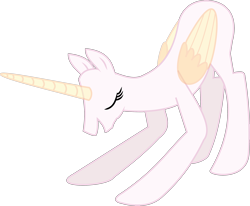 Size: 2926x2409 | Tagged: safe, anonymous artist, derpibooru exclusive, derpibooru import, oc, oc only, alicorn, pony, magical mystery cure, .svg available, alicorn oc, bald, base, bowing, eyelashes, eyes closed, female, horn, mare, open mouth, simple background, solo, svg, transparent background, vector, wings