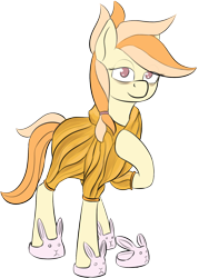 Size: 1316x1842 | Tagged: safe, artist:barhandar, oc, oc only, oc:safe haven, earth pony, bags under eyes, bunny slippers, female, lidded eyes, looking at you, mare, pajamas, raised hoof, raised leg, rise of the guardians, simple background, sleepy, smiling, solo, the sandman, transparent background