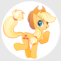 Size: 1200x1200 | Tagged: safe, artist:boon_9, derpibooru import, part of a set, applejack, earth pony, pony, anatomically incorrect, circle background, cute, female, incorrect leg anatomy, jackabetes, mare, solo, starry eyes, wingding eyes